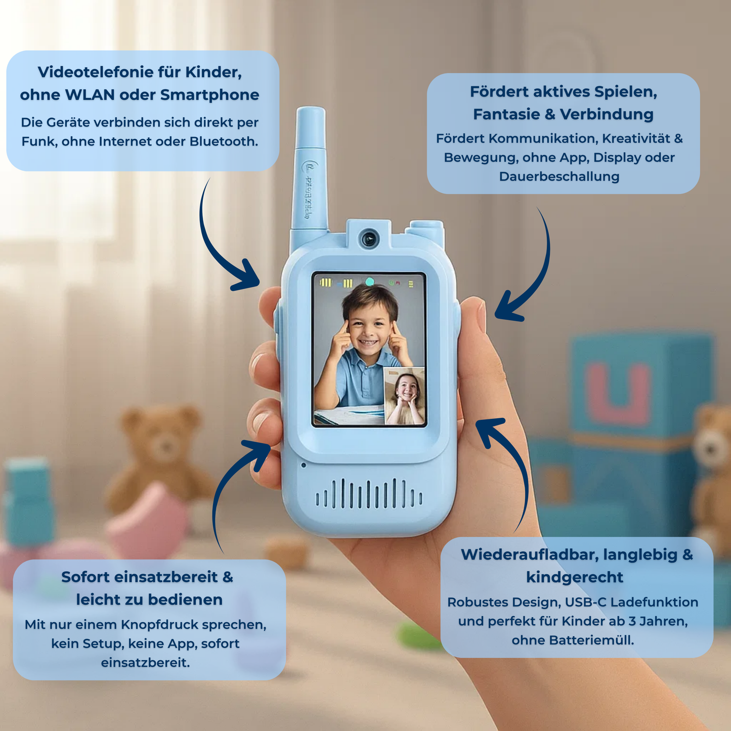 BuddyCam™ - Kinder-Walkie-Talkies, ohne Handy oder Internet