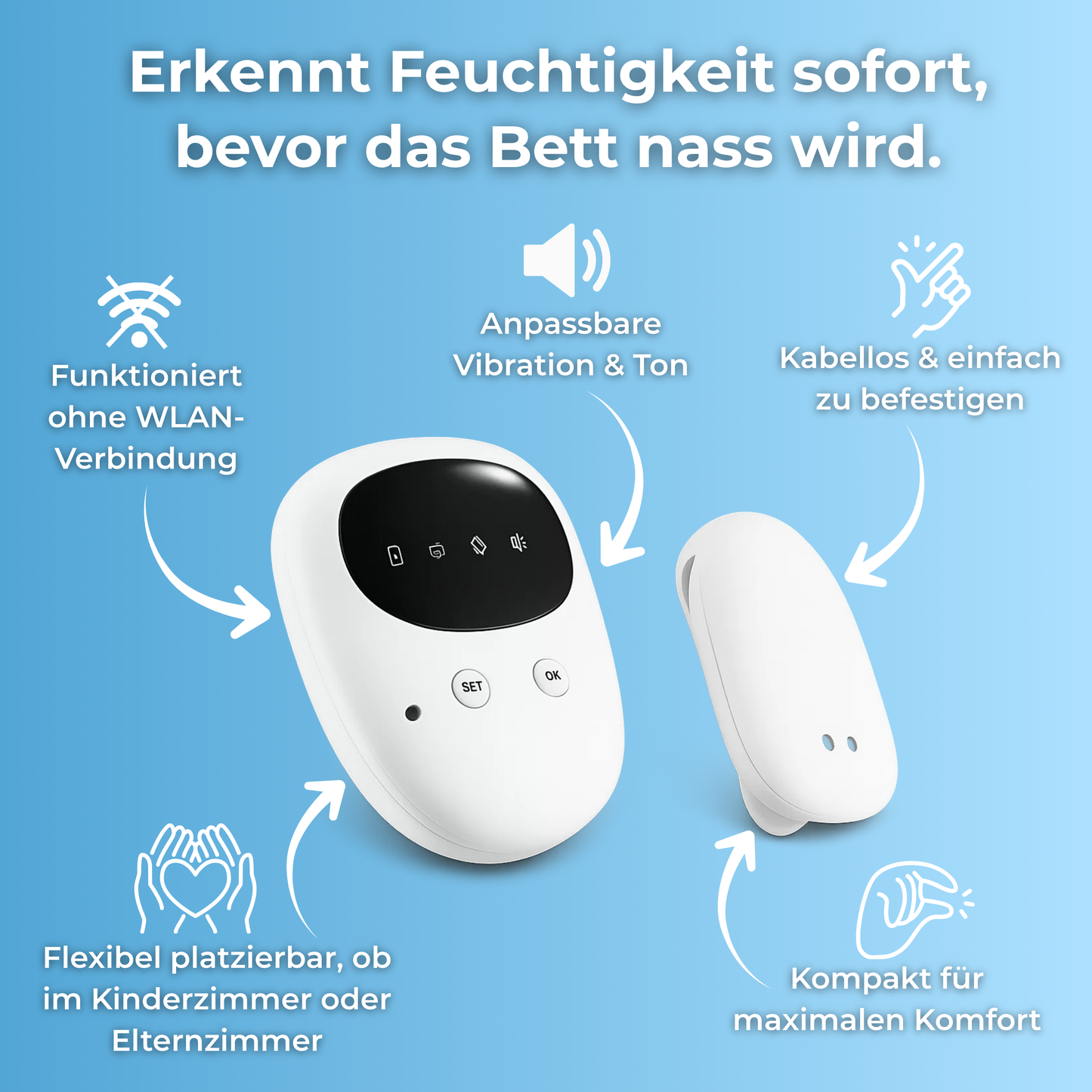 Nachtengel™- Ein smarter Bettnässer-Alarm, der Kindern beibringt, sich nicht einzunässen