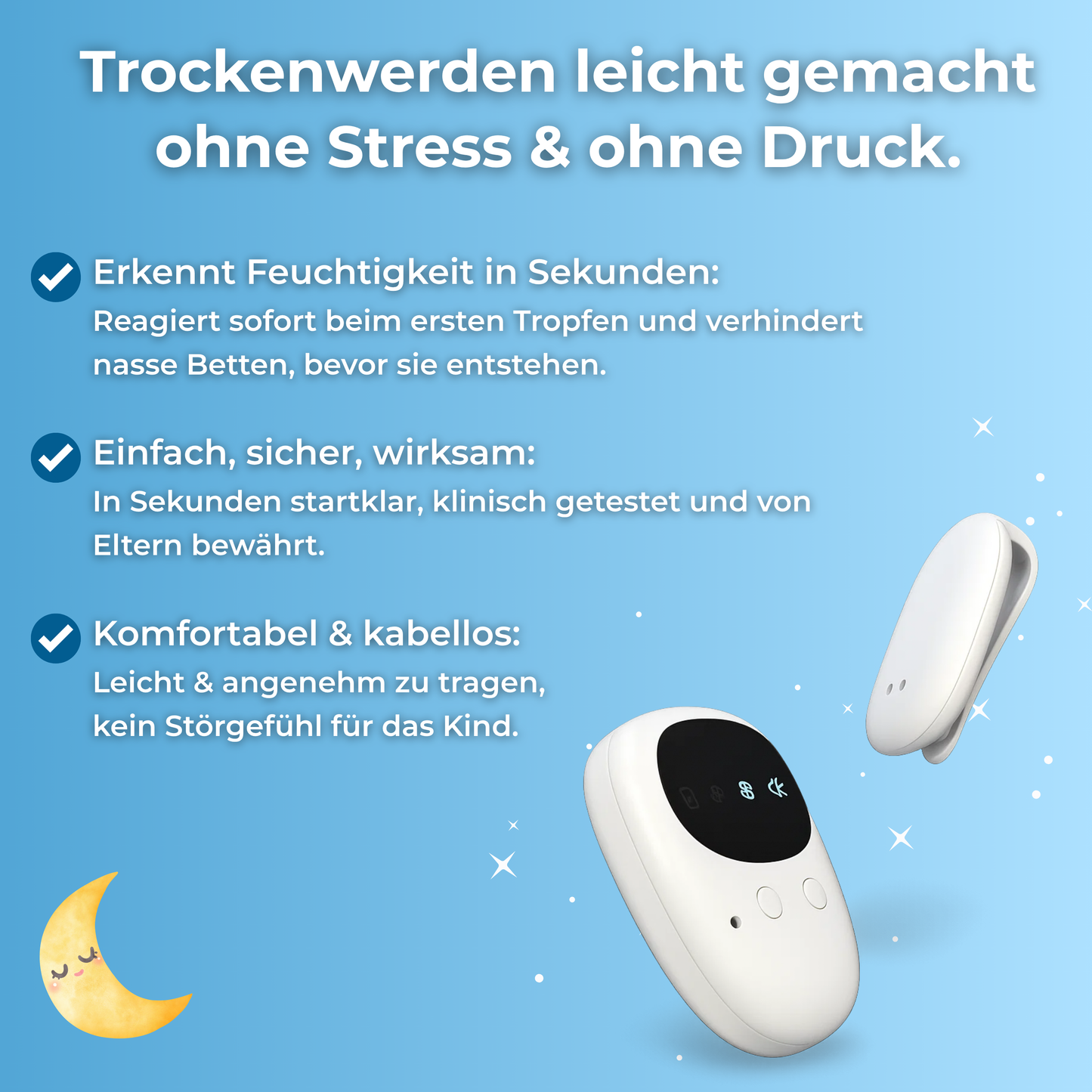 Nachtengel™- Ein smarter Bettnässer-Alarm, der Kindern beibringt, sich nicht einzunässen