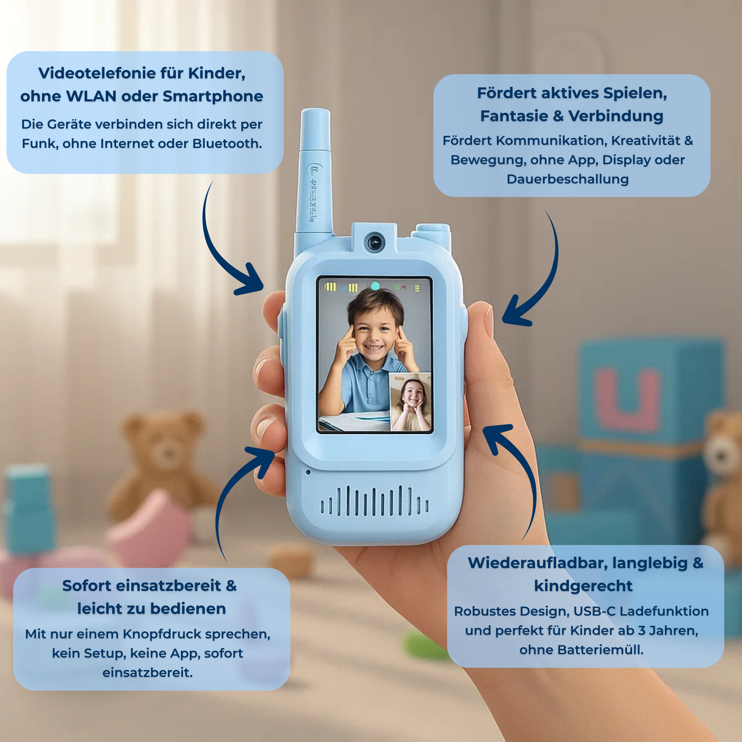 BuddyCam™ - Kinder-Walkie-Talkies, ohne Handy oder Internet